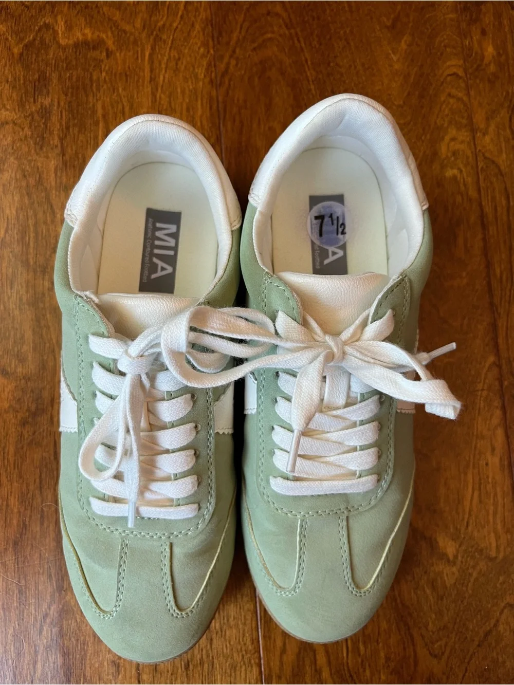 MIA Mint Green and White Low-Profile Sneakers